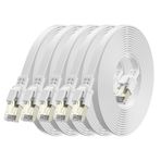BAHIWOM Cat8 Ethernet Kablosu 6FT (5 Paket), 40Gbps/2000Mhz LAN Ağ Kablosu Gigabit RJ45 Yama Kablosu, Yönlendirici Anahtarı Dizüstü Bilgisayar PS5 TV için Düz Yüksek Hızlı İnternet Kablosu - Beyaz