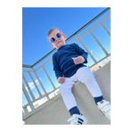 BAHNUR LACİVERT BLUZ BEYAZ TAYT BEBEK FİTİLLİ RİBANA TAKIM ALT ÜST GİYİM
