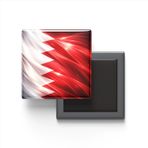 Bahreyn - Abstract Efektli Bayrak - Baskılı Kare Buzdolap Magneti