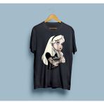 Bahriyeli Collection Oversize Alice In Wonderland Tasarım Unisex T-Shirt - XL - Siyah
