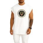 Bahriyeli Collection Oversize Amerika Birleşik Devletleri Hava Kuvvetleri Göğüs Baskılı Atlet - Beyaz