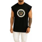 Bahriyeli Collection Oversize Amerika Birleşik Devletleri Hava Kuvvetleri Göğüs Baskılı Atlet - Siyah - XL
