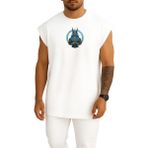 Bahriyeli Collection Oversize Anubis Göğüs Baskılı Atlet - Beyaz - M