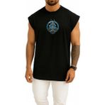 Bahriyeli Collection Oversize Anubis Göğüs Baskılı Atlet - Siyah