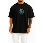 Bahriyeli Collection Oversize Anubis Göğüs Baskılı Unisex T-Shirt - Siyah - M