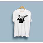 Bahriyeli Collection Oversize Avcı Tüfek Tasarım Unisex T-Shirt - XL - Beyaz