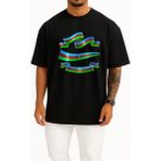 Bahriyeli Collection Oversize Azerbaycan Bayrağı Göğüs Tasarımlı Unisex T-Shirt - Siyah - XL