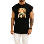 Bahriyeli Collection Oversize Bateri Davul Için Doğmak Göğüs Tasarımlı Atlet - Siyah - XL