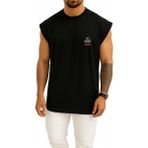 Bahriyeli Collection Oversize Ben Gym Faresiyim - Kaslı Fare Cep ve Sırt Tasarımlı Atlet - Siyah