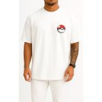 Bahriyeli Collection Oversize Bulbasaur Wikia Cep ve Sırt Tasarımlı Unisex T-Shirt - Beyaz - XL