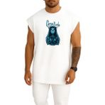 Bahriyeli Collection Oversize Corpse Bride Çizgi Film Göğüs Baskılı Atlet - Beyaz