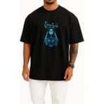 Bahriyeli Collection Oversize Corpse Bride Çizgi Film Göğüs Baskılı Unisex T-Shirt - Siyah - XL