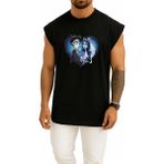 Bahriyeli Collection Oversize Corpse Bride Göğüs Baskılı Atlet - Siyah