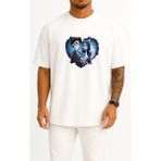 Bahriyeli Collection Oversize Corpse Bride Göğüs Baskılı Unisex T-Shirt - Beyaz - XL