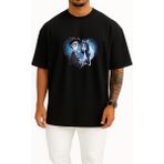 Bahriyeli Collection Oversize Corpse Bride Göğüs Baskılı Unisex T-Shirt - Siyah - XL