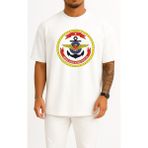 Bahriyeli Collection Oversize Deniz Hava Komutanlığı Türk Silahlı Kuvvetleri Göğüs Tasarımlı Unisex T-Shirt - Beyaz