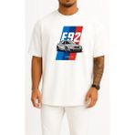 Bahriyeli Collection Oversize E92 Bmw M3 Araba Göğüs Baskılı Unisex T-Shirt - Beyaz - XL