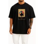 Bahriyeli Collection Oversize Eurofighter Typhoon Türk Hava Kuvvetleri Göğüs Tasarımlı Unisex T-Shirt - Siyah - XL