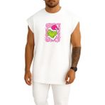 Bahriyeli Collection Oversize Grinch Göğüs Baskılı Atlet - Beyaz