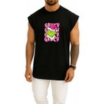 Bahriyeli Collection Oversize Grinch Göğüs Baskılı Atlet - Siyah