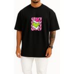Bahriyeli Collection Oversize Grinch Göğüs Baskılı Unisex T-Shirt - Siyah