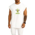 Bahriyeli Collection Oversize Gym Fitness Squat Grinch Göğüs Baskılı Atlet - Beyaz