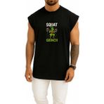 Bahriyeli Collection Oversize Gym Fitness Squat Grinch Göğüs Baskılı Atlet - Siyah