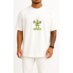 Bahriyeli Collection Oversize Gym Fitness Squat Grinch Göğüs Baskılı Unisex T-Shirt - Beyaz
