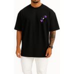 Bahriyeli Collection Oversize Halloween Child Cat Cep ve Sırt Tasarımlı Unisex T-Shirt - Siyah