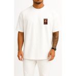 Bahriyeli Collection Oversize Jigsaw Wanna Play Cep ve Sırt Tasarımlı Unisex T-Shirt - Beyaz - XL