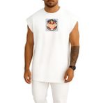 Bahriyeli Collection Oversize Johnny Bravo Gym Salonu Göğüs Baskılı Atlet - Beyaz - XL