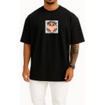 Bahriyeli Collection Oversize Johnny Bravo Gym Salonu Göğüs Baskılı Unisex T-Shirt - Siyah