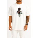 Bahriyeli Collection Oversize Joker Heath Ledger The Dark Knight Harley Quinn Batman Göğüs Tasarımlı Unisex T-Shirt - Beyaz - XL