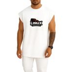 Bahriyeli Collection Oversize Kali Linux Göğüs Baskılı Atlet - Beyaz - M