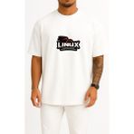 Bahriyeli Collection Oversize Kali Linux Göğüs Baskılı Unisex T-Shirt - Beyaz - XL