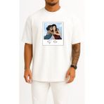 Bahriyeli Collection Oversize Korra Asami Sato Feeling Happiness Human Behavior Göğüs Tasarımlı Unisex T-Shirt - Beyaz