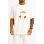 Bahriyeli Collection Oversize Kurtlar Vadisi Iki Dost Iki Deli Kurşun Gibiyiz Göğüs Tasarımlı Unisex T-Shirt - Beyaz - XL