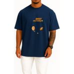 Bahriyeli Collection Oversize Kurtlar Vadisi Iki Dost Iki Deli Kurşun Gibiyiz Göğüs Tasarımlı Unisex T-Shirt - Lacivert - XL