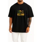 Bahriyeli Collection Oversize Lirili Larila Göğüs Tasarımlı Unisex T-Shirt - Siyah
