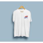 Bahriyeli Collection Oversize Netherlands / Hollanda Bayrağı Cep Tasarım Unisex T-Shirt - Beyaz