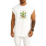 Bahriyeli Collection Oversize No Pain No Grinch Göğüs Baskılı Atlet - Beyaz
