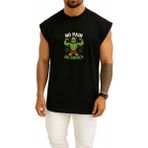 Bahriyeli Collection Oversize No Pain No Grinch Göğüs Baskılı Atlet - Siyah
