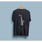 Bahriyeli Collection Oversize Saksafon Enstrüman Tasarım Unisex T-Shirt - Siyah