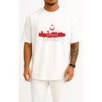 Bahriyeli Collection Oversize Ss Bandırma Mustafa Kemal'in Samsun'a Çıkışı Göğüs Tasarımlı Unisex T-Shirt - Beyaz - XL