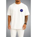 Bahriyeli Collection Oversize Tcg Darıca Logo Cep Baskılı Unisex T-Shirt - Beyaz - XL