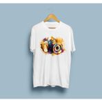 Bahriyeli Collection Oversize Vintage Kamera Tasarım Unisex T-Shirt - XL - Beyaz