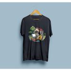 Bahriyeli Collection Oversize Yazılımcı Bilgisayar Ağaç ve Ev Tasarım T-Shirt - Siyah