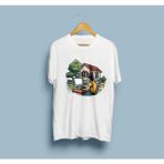 Bahriyeli Collection Oversize Yazılımcı Bilgisayar Ağaç ve Ev Tasarım Unisex T-Shirt - Beyaz