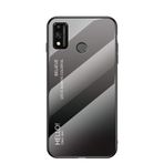 BaiFu Honor 9X Lite için Çok Renkli Kılıf Gradyan Şeffaf Temperli Cam Kapak Kılıf Honor 9X Lite ile Uyumlu (Siyah gri)