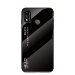 BaiFu Honor 9X Lite için Çok Renkli Kılıf Gradyan Şeffaf Temperli Cam Kapak Kılıf Honor 9X Lite ile Uyumlu (Siyah)
